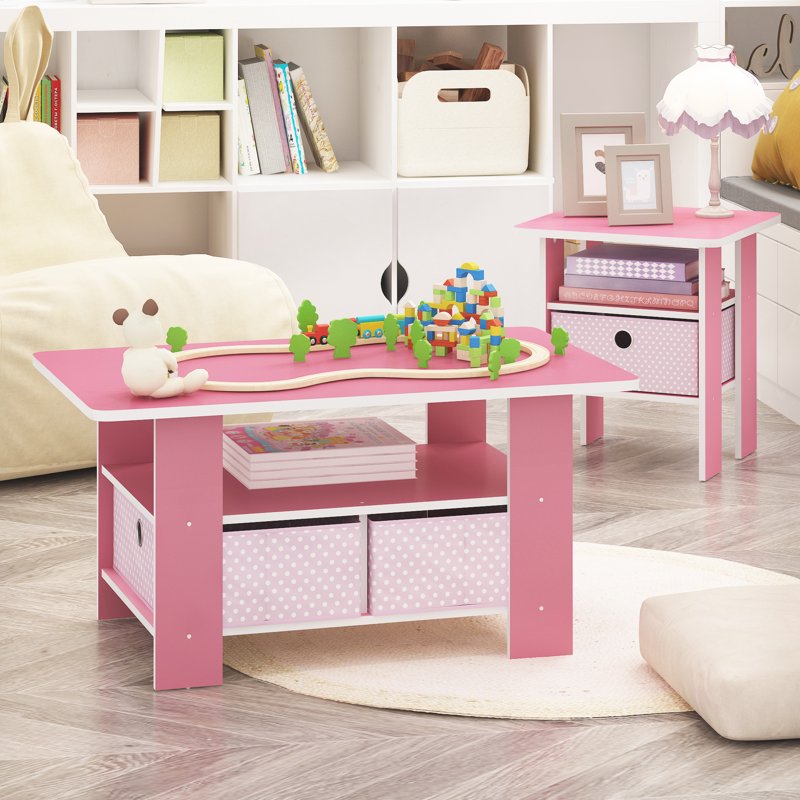 Engineered Wood End Table with Bin Drawer - Compact Design
