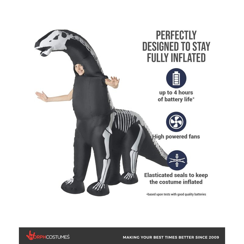 Kids Skeleton Diplodocus Inflatable Dinosaur Costume for Halloween Boys Girls