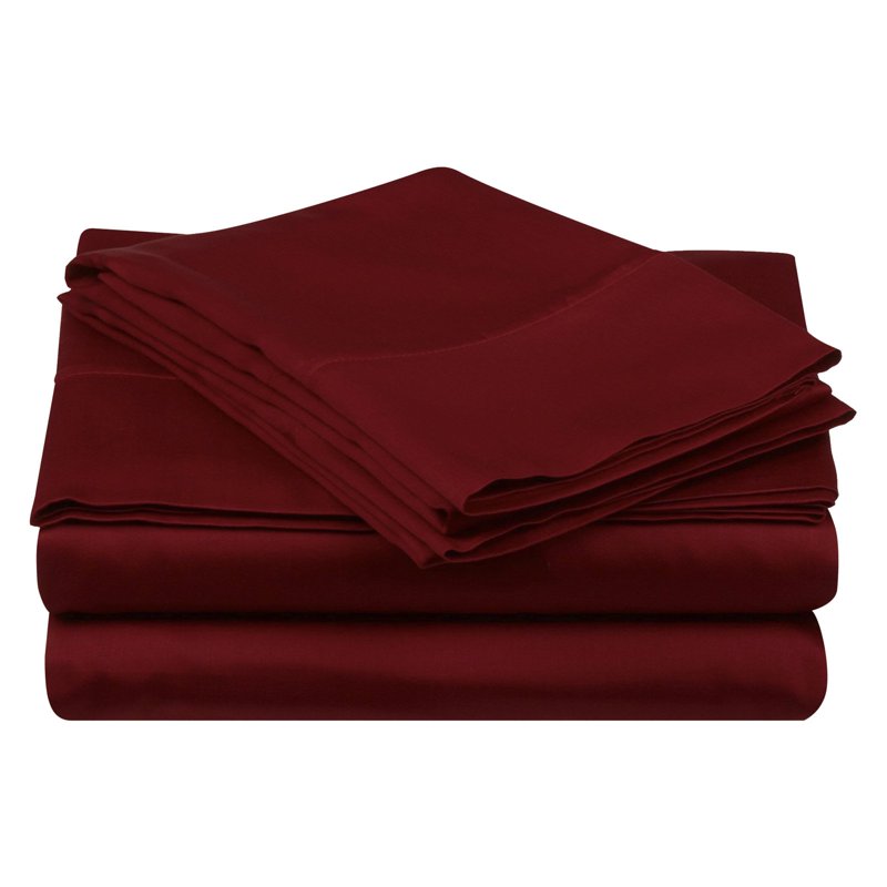 Egyptian Cotton Sheet Set - California King Burgundy - 400 Thread Count Luxurious Bed Sheets with Fitted & Flat Sheets & Pillowcases