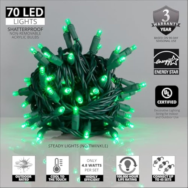 LED String Lights 24 Ft Green Outdoor & Indoor Decor - Wick's Outdoor Living
