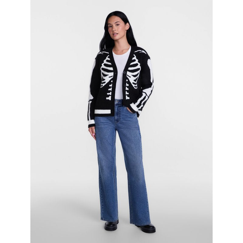 Women's Halloween Skeleton Graphic Cardigan Sweater - L Variation