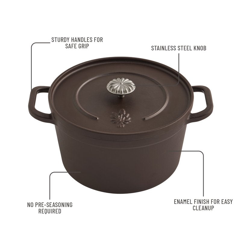 5-Quart Enameled Cast Iron Dutch Oven with Lid - Bronze