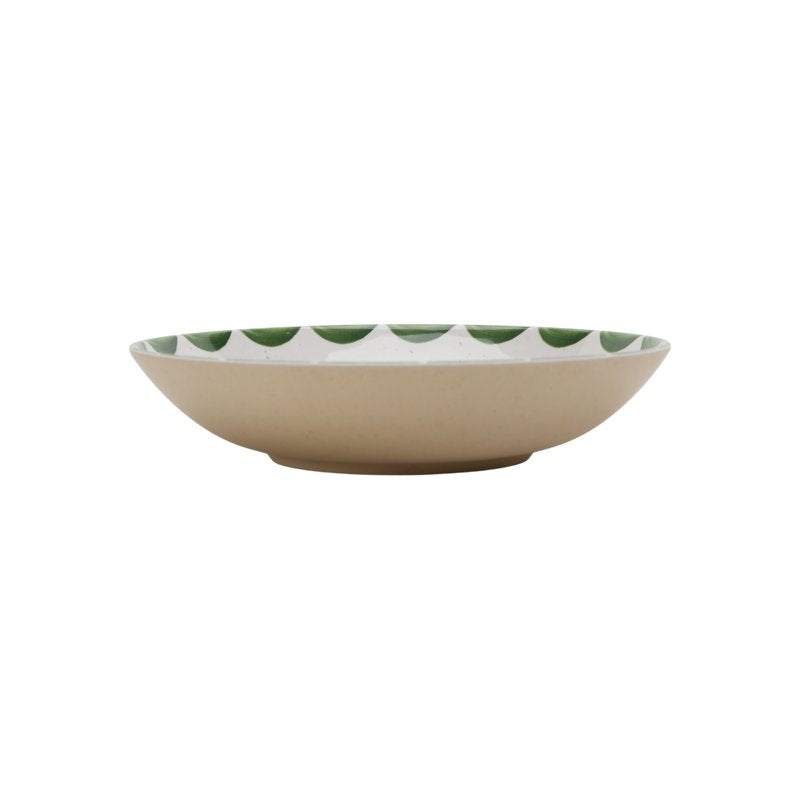 36 oz Reusable Olive Beige Bamboo Melamine Dinner Bowls - Set of 4