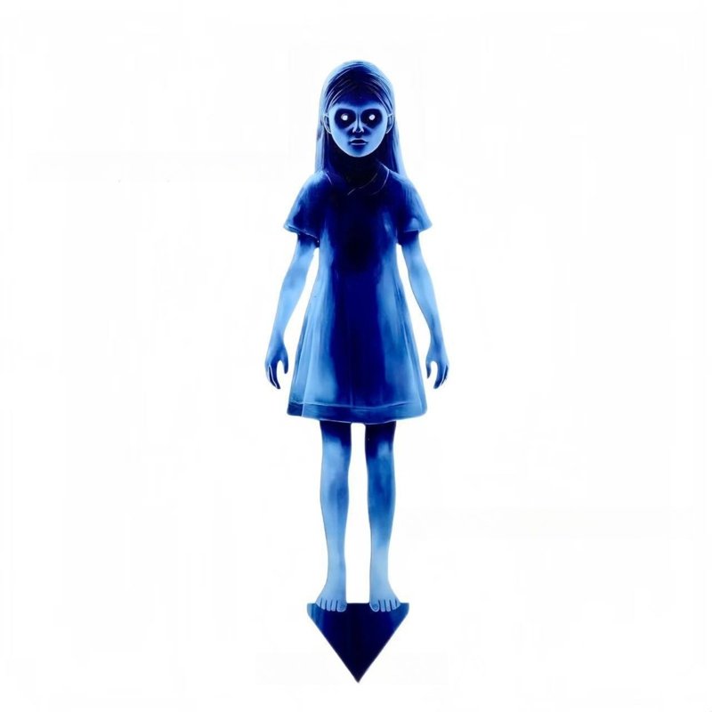 Halloween Blue Ghost Yard Stake - Creepy Female Ghost Ground Sign Variation 1#J
