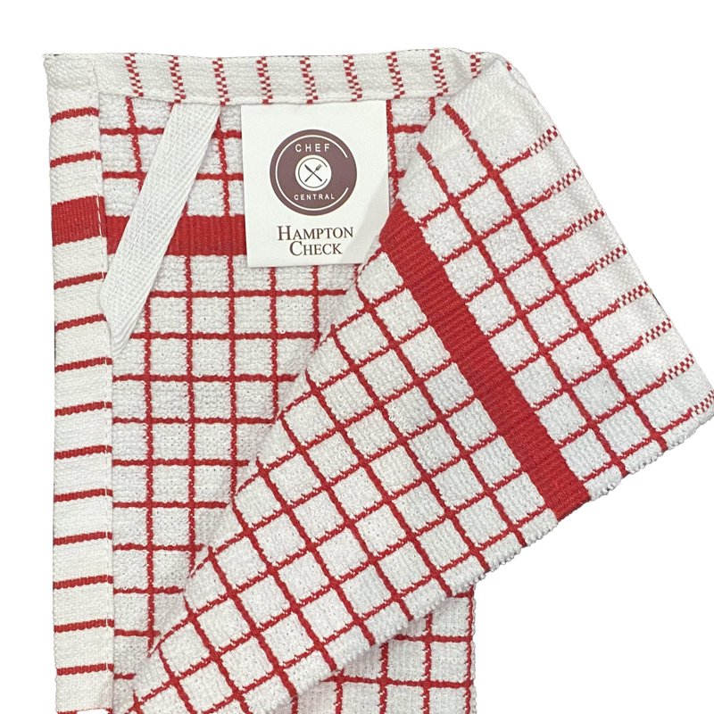 Hampton 16-Piece Check Dishcloth Set - Red