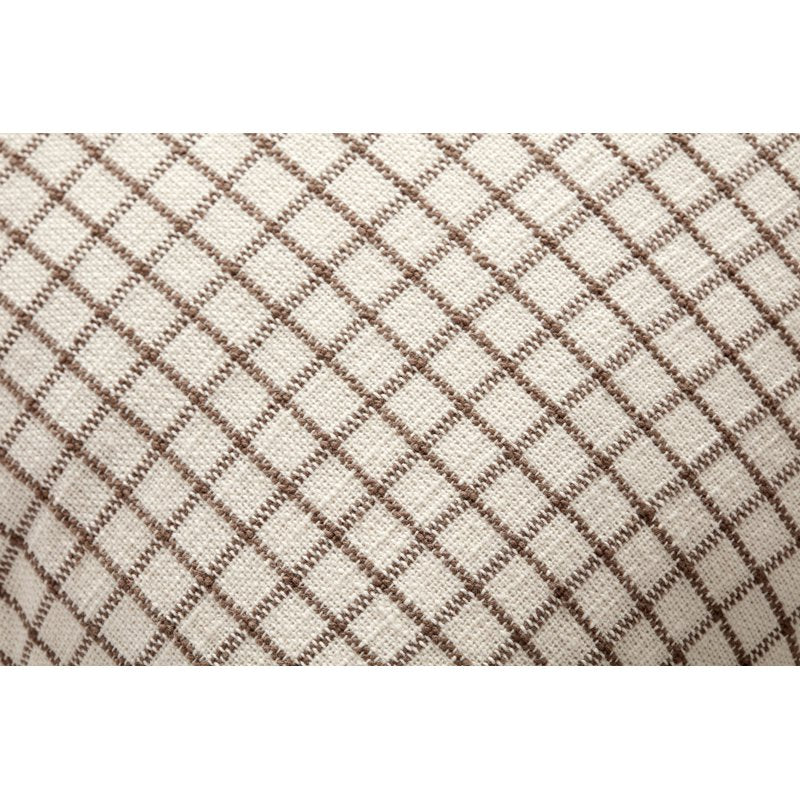 Decorative Throw Pillow 22 x 22 Inches - Ivory Earth Gridded Pattern with Ruffles