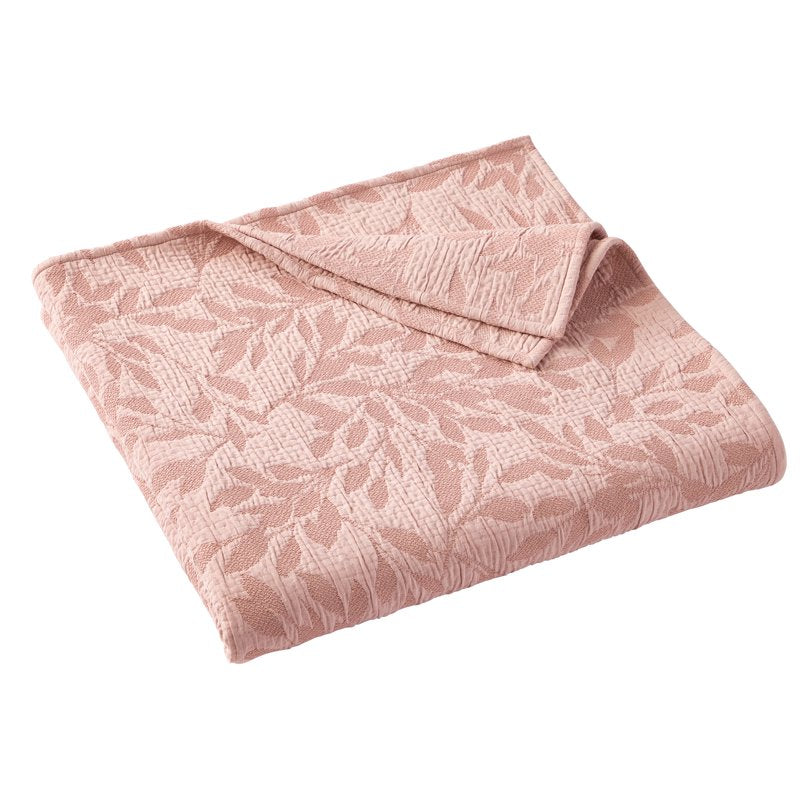 Antique Blush Botanical Double Cloth Cotton Quilt - Full/Queen, Violet Gem Design