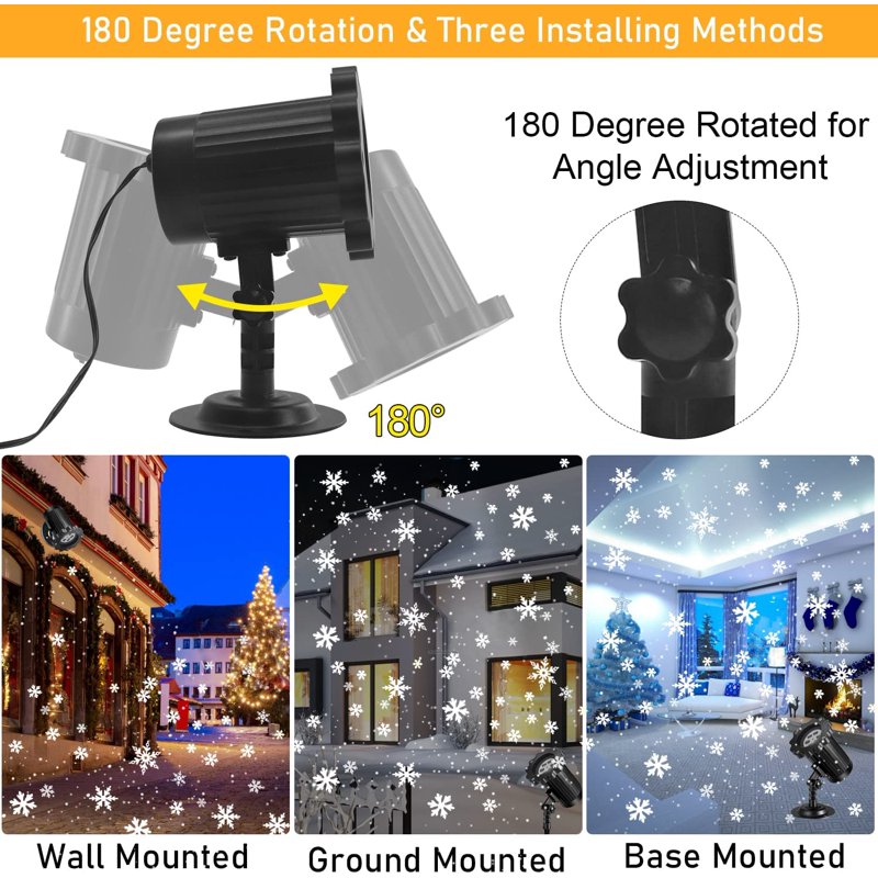Morttic A-Flower Snow Light Snowflake Projector - Black Outdoor Christmas & Holiday Decor