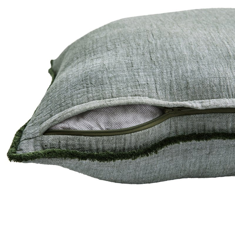 Oversized Seafoam Green Cotton Gauze Fringe Decorative Pillow - 22 x 22 Inches - Variation of Sea Turtle
