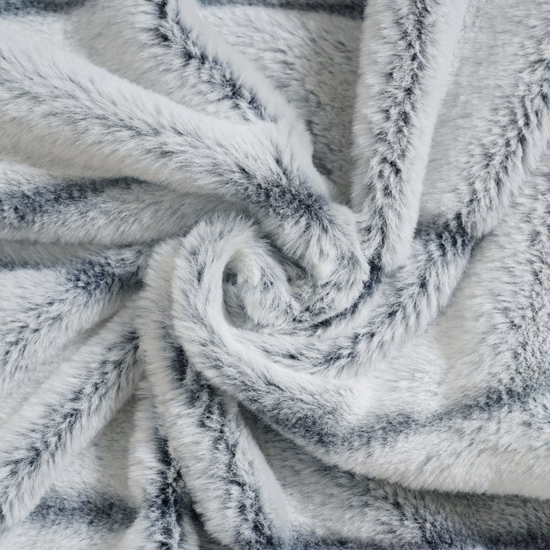 Faux Fur Plush Throw Blanket - Reversible, 50x70 inches, Navy