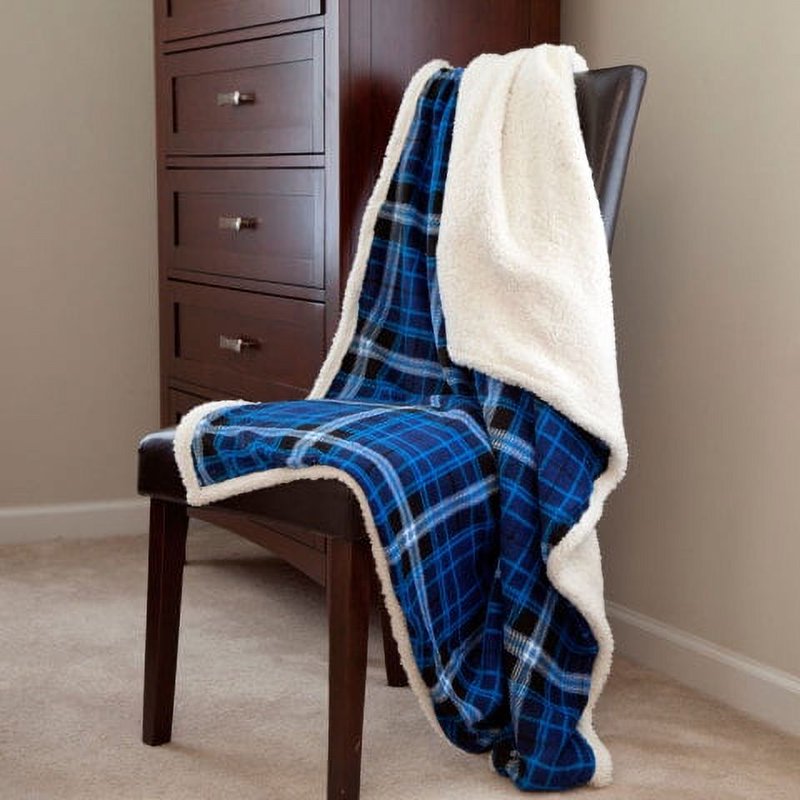 Reversible Fall Flannel Throw Blanket 60x50 Blue White Brown Somerset Home