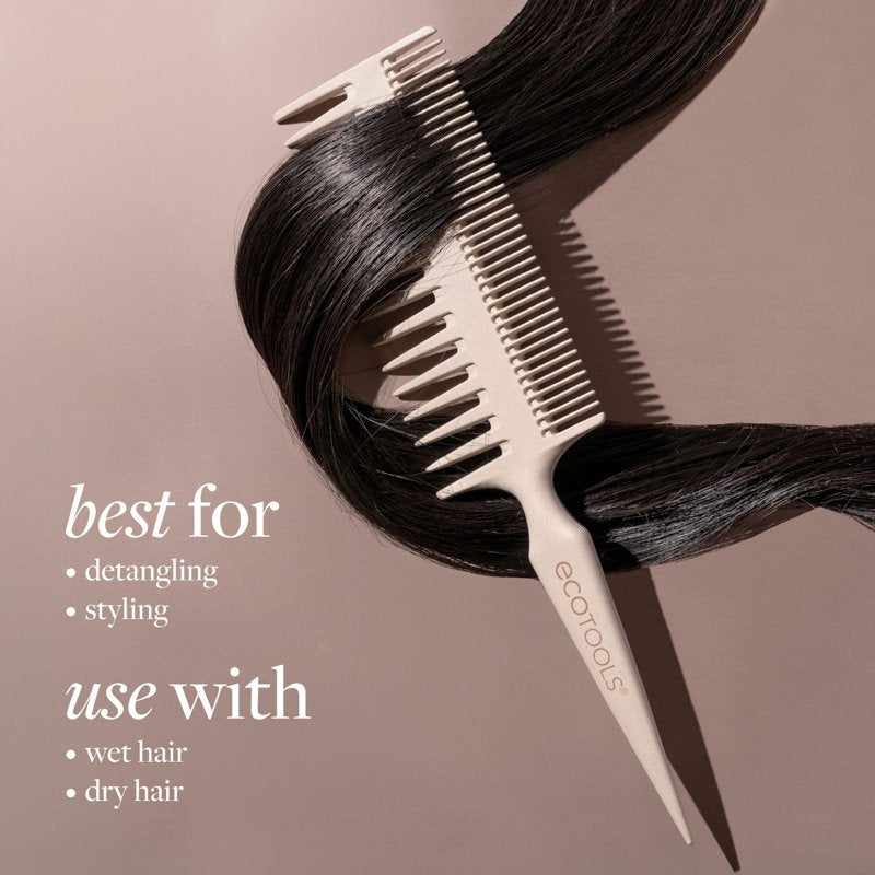 Double-Sided Bamboo Hair Comb for Detangling and Styling