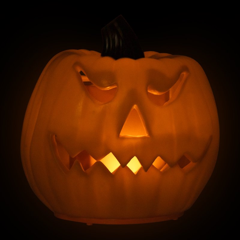 Animated Double-Sided Halloween Jack-O-Lantern with LED Lights and Spooky Sounds - Orange/Green