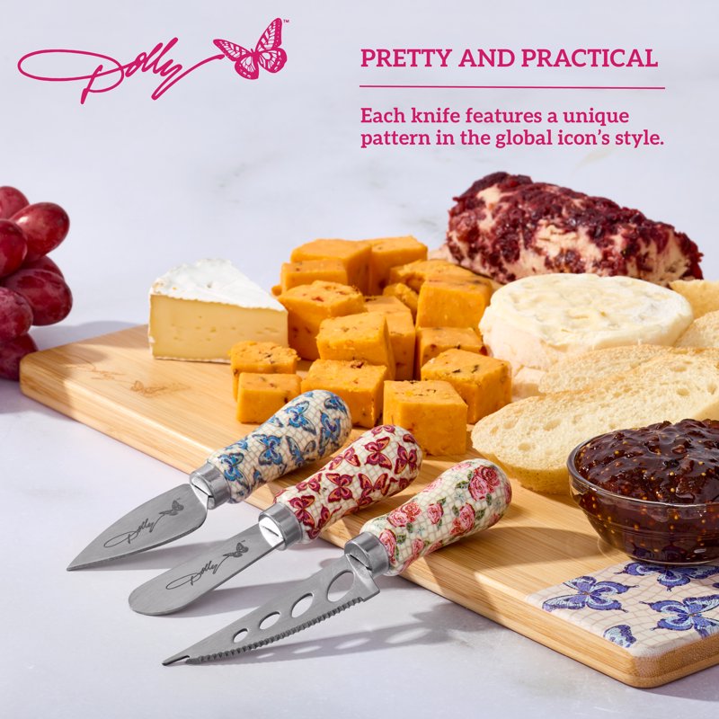 3-Piece Assorted Cheese Knife Set with Colorful Handles