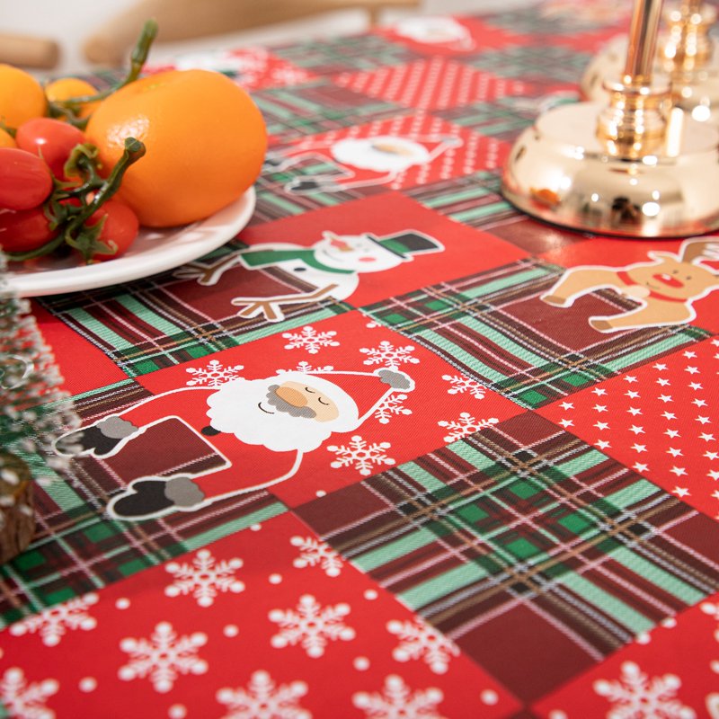 Waterproof Rectangle Christmas Tablecloth 52x70in - Red