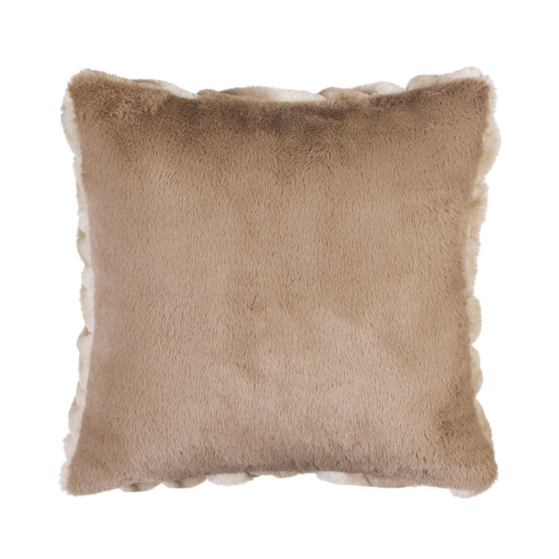 Ombre Tan Braided Faux Fur Decorative Pillow 20x20 Home Accent