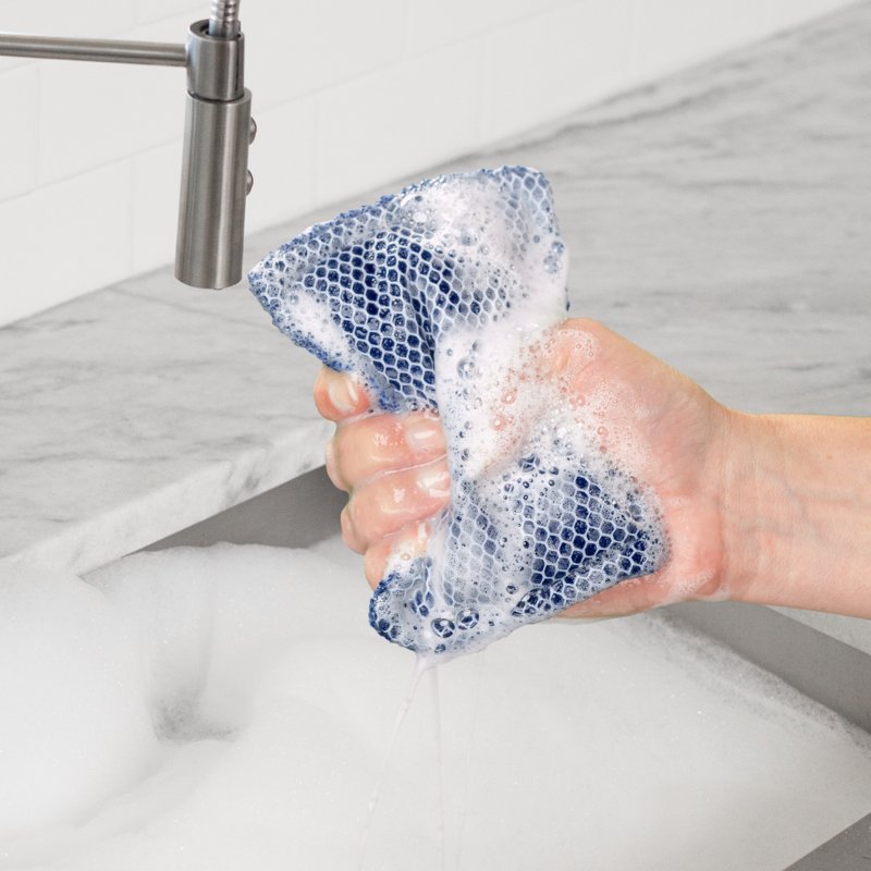 Eco-Friendly Cotton Sponge Scrubbers - 2 Count, Blue