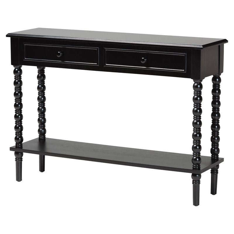 Classic Console Table with 2 Drawers - Black