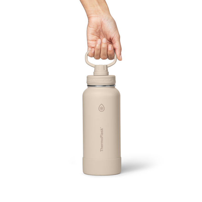 Insulated Stainless Steel Water Bottle with Leakproof Lid - 32 oz, Sand