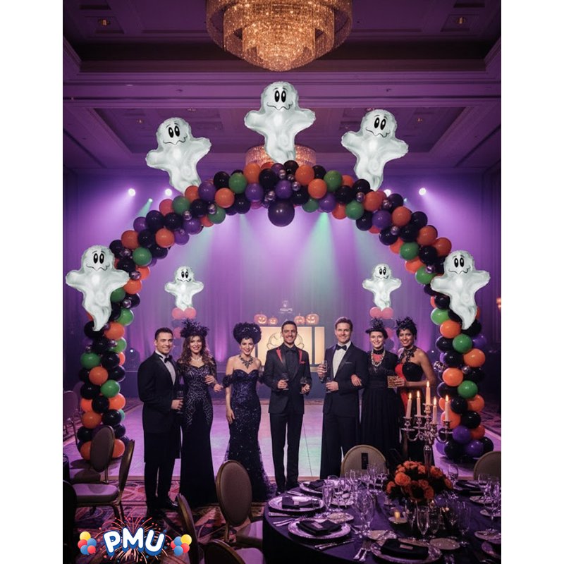 Halloween Flying Ghost Mylar Balloon 24 Inch - Pack of 10 Ghost Balloons