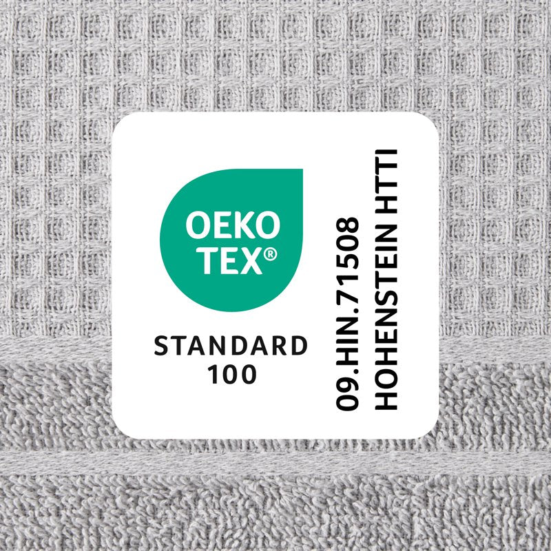 Gray 4-Piece Waffle Woven Terry Stripe Hand Towel Set - 20x30" Cotton