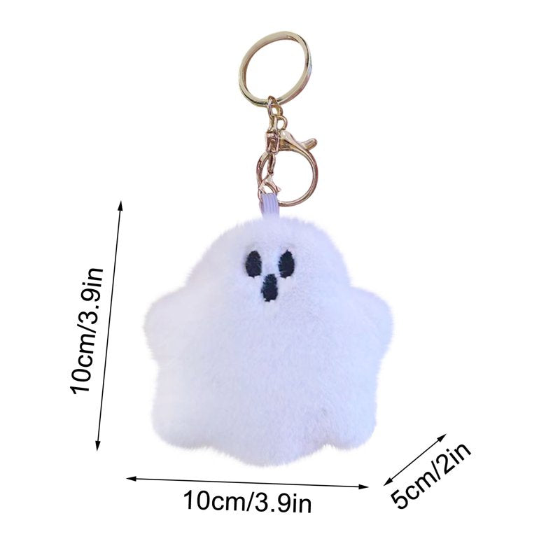 Halloween Ghost Plush Keychain Pendant - White Spooky Ghost Backpack Charm