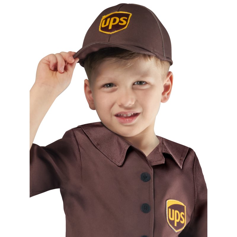 Kids UPS Delivery Driver Costume - Rubies Toddler Uniform with Cap & Tote Bag - S