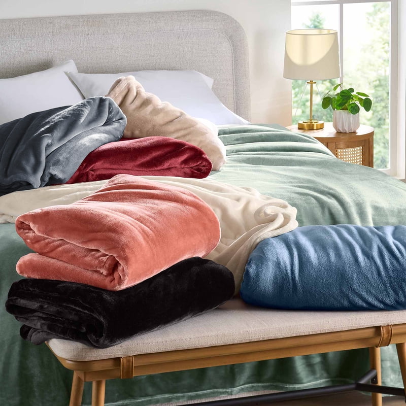 King Velvet Plush Blanket - Dark Grey, Cozy Reversible Bed Blanket for Adults & Teens
