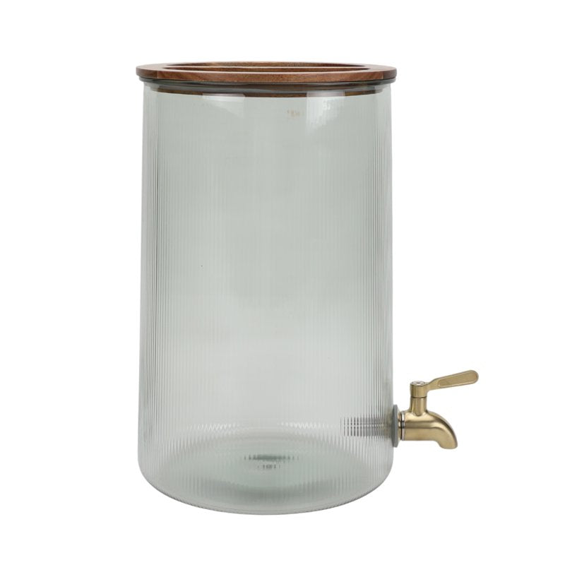 2-Gallon Green Countertop Beverage Dispenser with Acacia Wood Lid