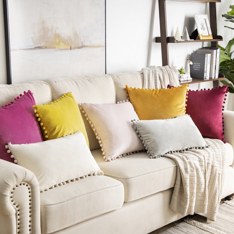 Green Velvet Throw Pillow Set with Insert - 20x20 Inches, 2 Pack