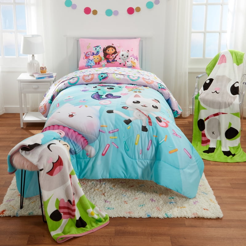 Gabby's Dollhouse Twin Sheet Set - Pawtastic Teal Blue White 3 Piece