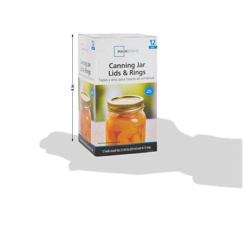 Wide Mouth Canning Jar Lids & Rings - 12 Pack with Bands