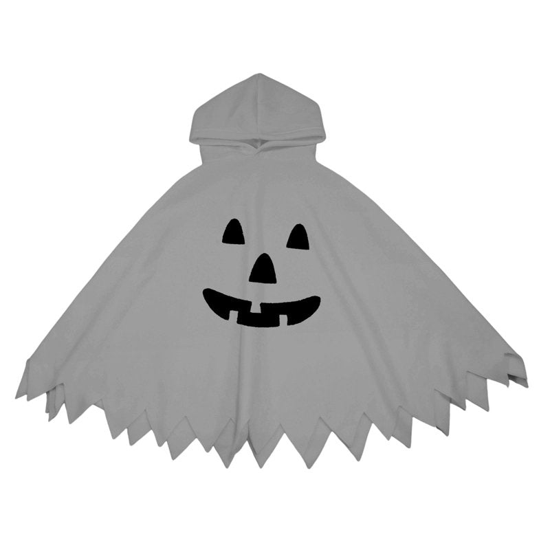 Kids Ghostface Costume Cape Unisex Hooded Dress Up Cloak for 7-9 Years - Grey-D Fancy Dress