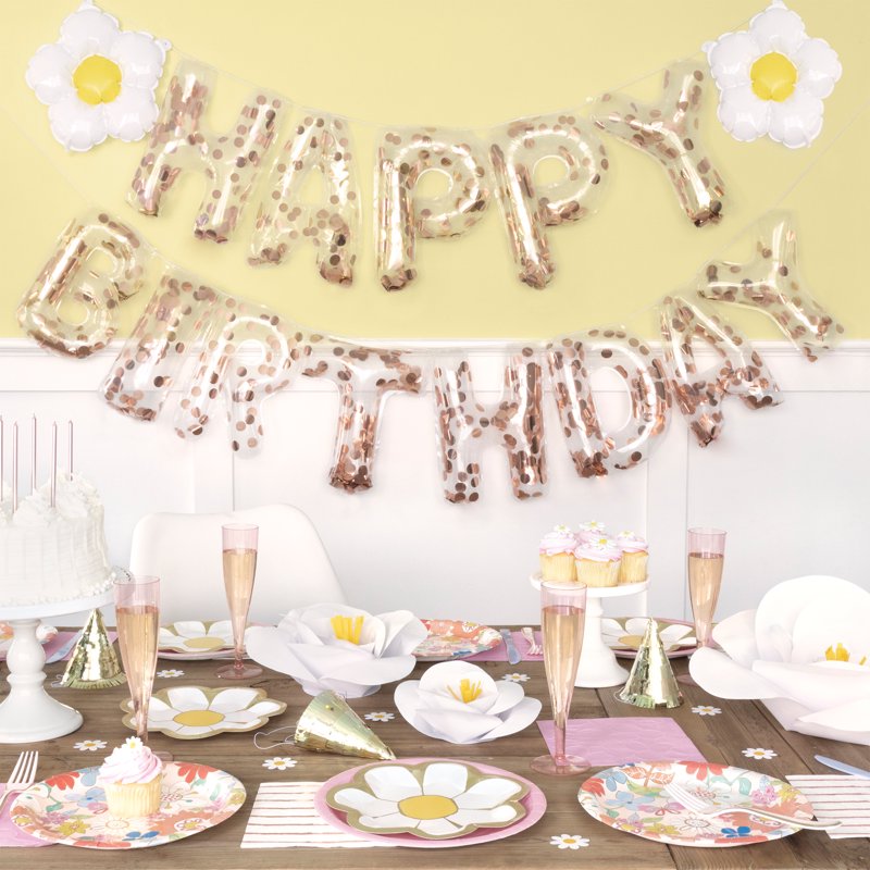 Retro Daisy Foil Party Tablecloth - 2 Pack, 84 x 54 in