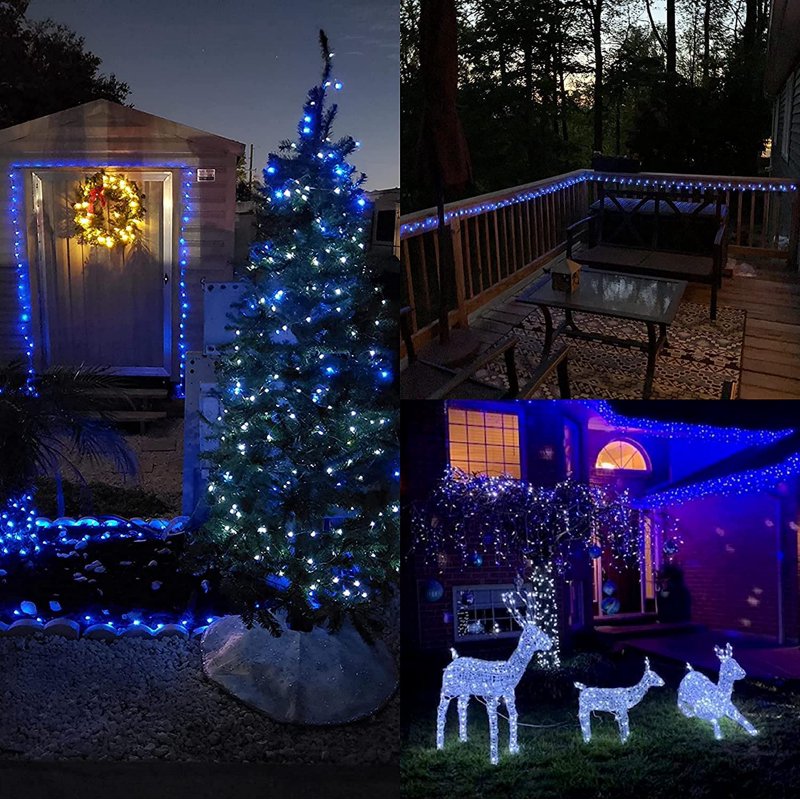Blue 33ft Solar Fairy Lights Outdoor Waterproof 100 LED 8 Modes - 4 Pack