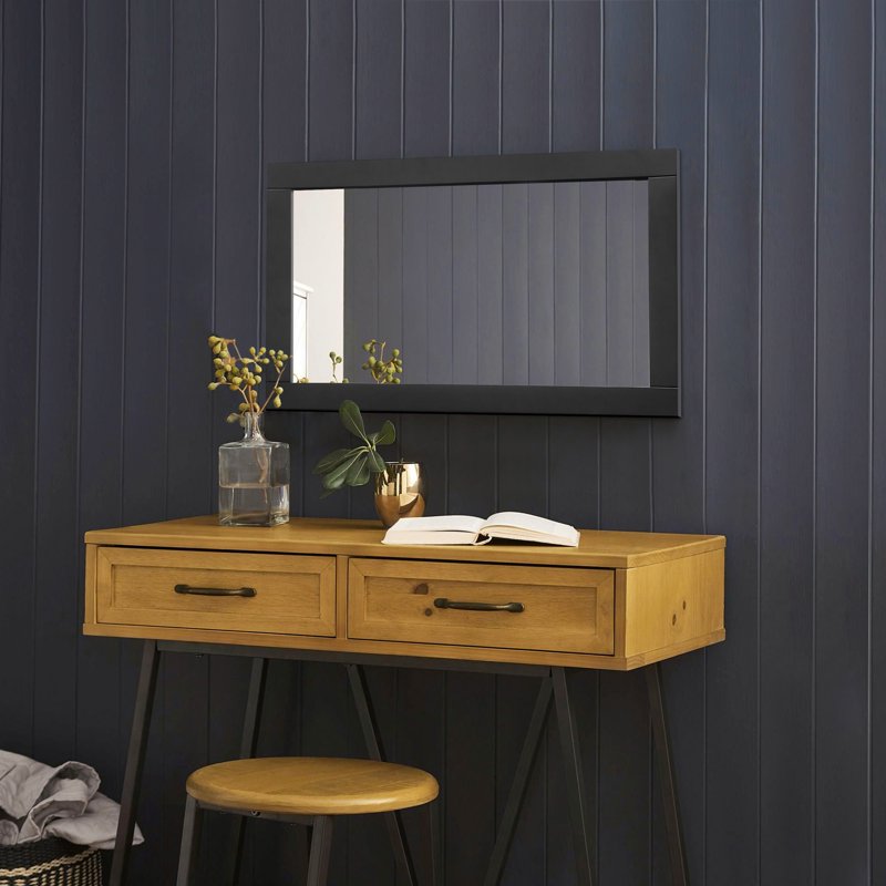 Design House Shorewood 20 x 30 Inch Wall Accent Mirror - Matte Black