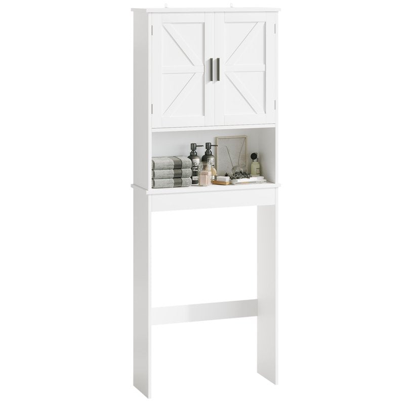 Over The Toilet Storage Cabinet with Adjustable Shelf - White Bathroom Organizer