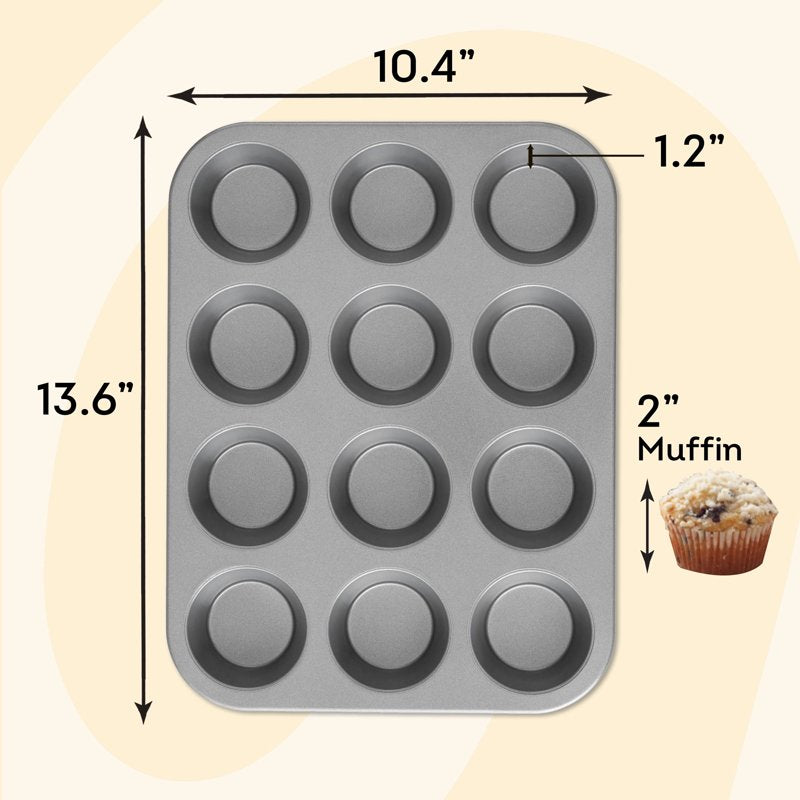Non-Stick Cupcake Pan - 12-Cup Bakeware for Easy Baking