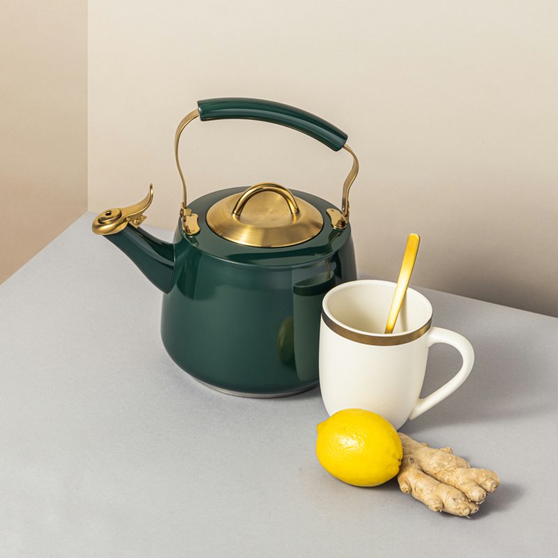 Stainless Steel 1.8L Whistling Tea Kettle - Hunter Green