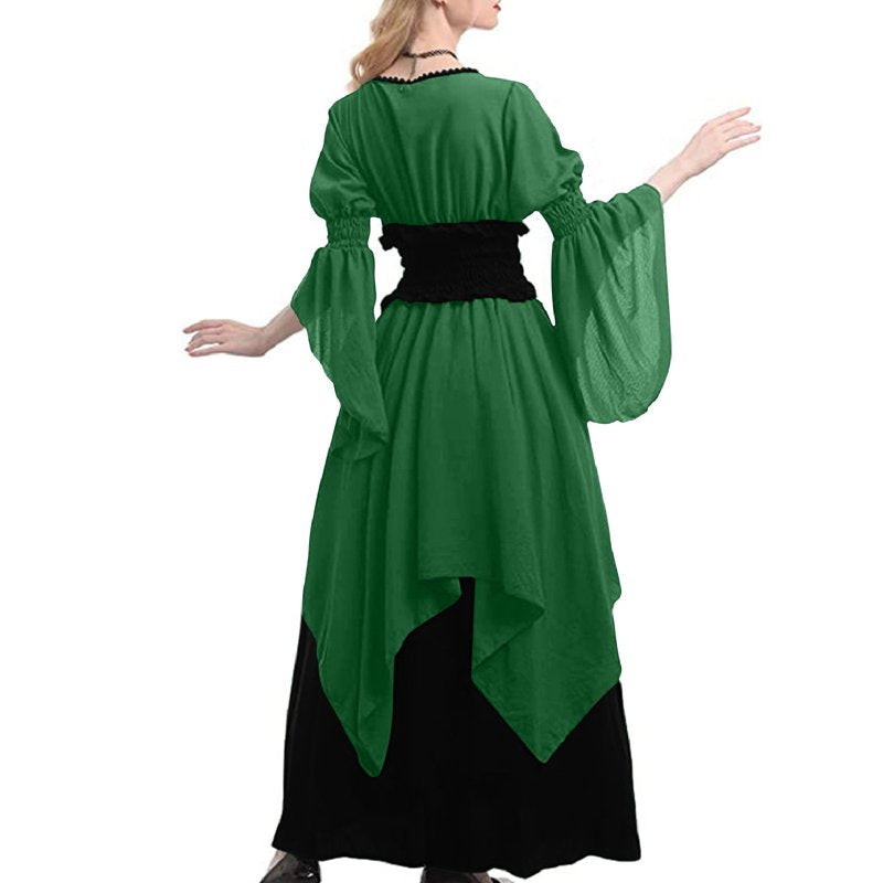 d36 Green Fairy Dress - XXL Medieval Corset Costume for Women Halloween Witch Masquerade