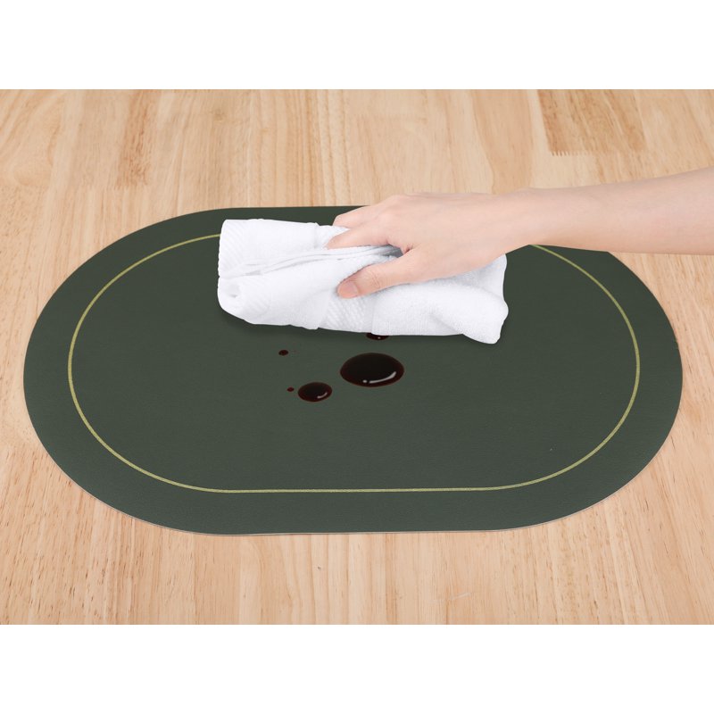 Faux Leather Placemats Set - Washable Table Mats 6pk Green/Gray