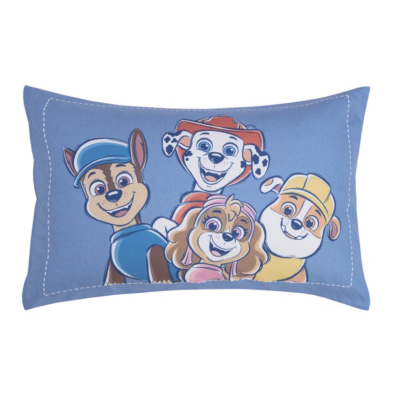 Paw Patrol Toddler Bedding Set - Pups at Play, Reversible Comforter & Pillowcase, Fits Standard Toddler Bed, Blue