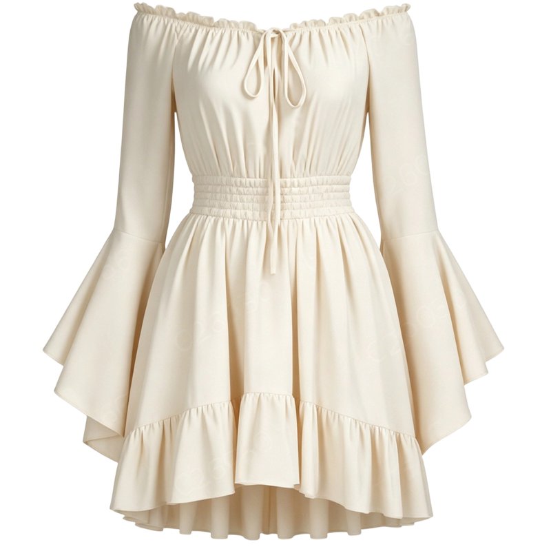 Beige Women's Gothic Pirate Off Shoulder Mini Dress XL Halloween Costume