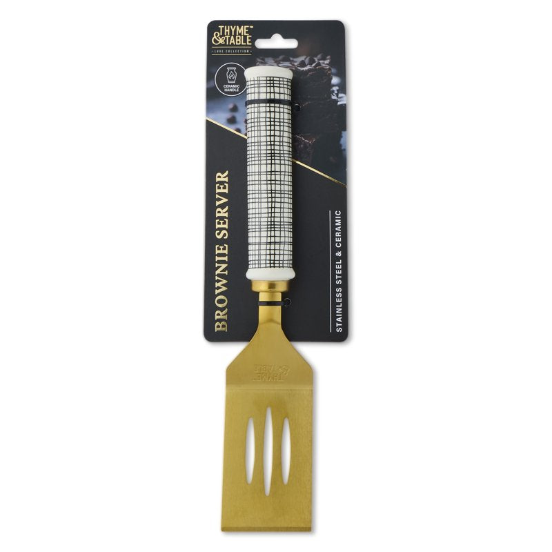 Stainless Steel Brownie Server with Ceramic Handle