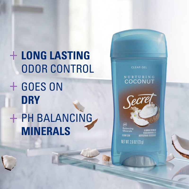 Coconut Scent Antiperspirant Deodorant for Women - Clear Gel, 2.6 oz