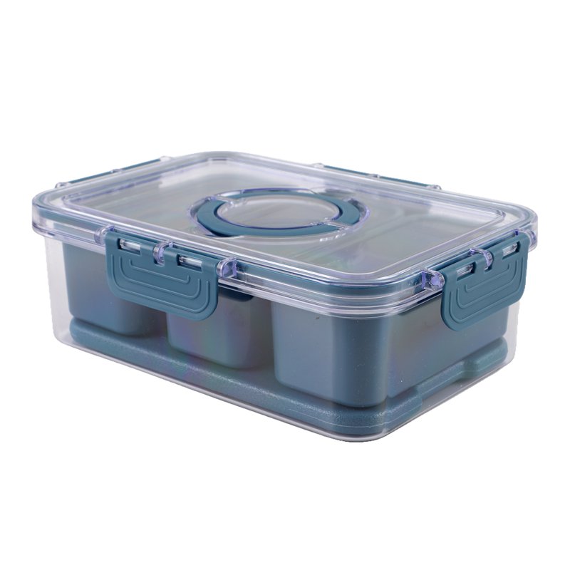 3-Compartment Snack Box with Ice Pack - Dark Blue
