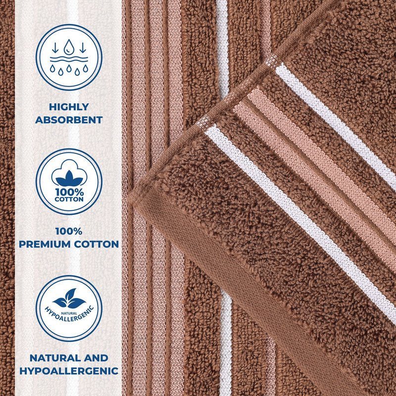 Face Towel 12-Pack - Chocolate Zero Twist Cotton Washcloths with Loop - Soft & Absorbent