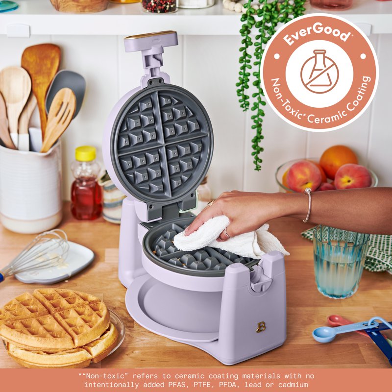 Rotating Belgian Waffle Maker - Lavender, 900W, 5 Waffles