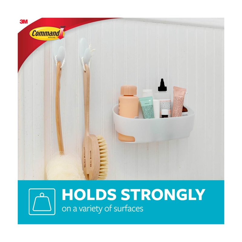 Command 5 Piece Bathroom Organization Set - Shower Caddy, Soap Dish, Toothbrush Holder & Hooks