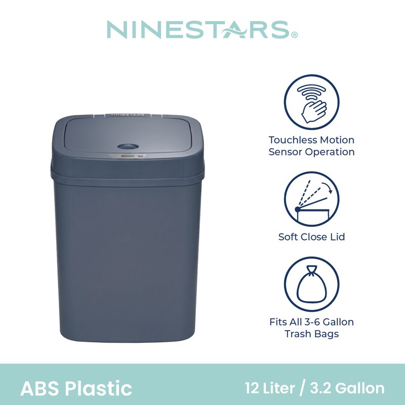 Automatic Bathroom Trash Can - 3.2 Gallon Motion Sensor - Washed Indigo